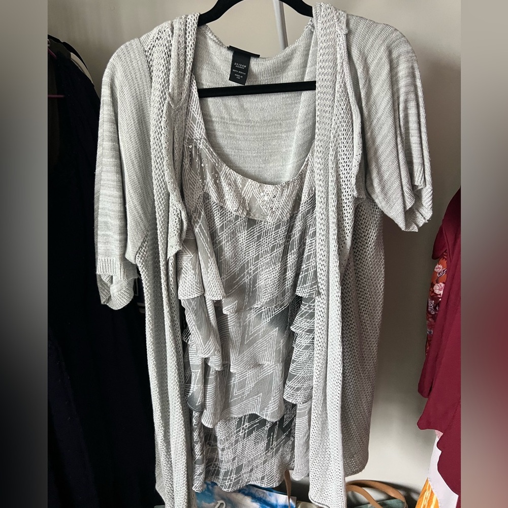 Lane Bryant Gray Patterned Knit Top